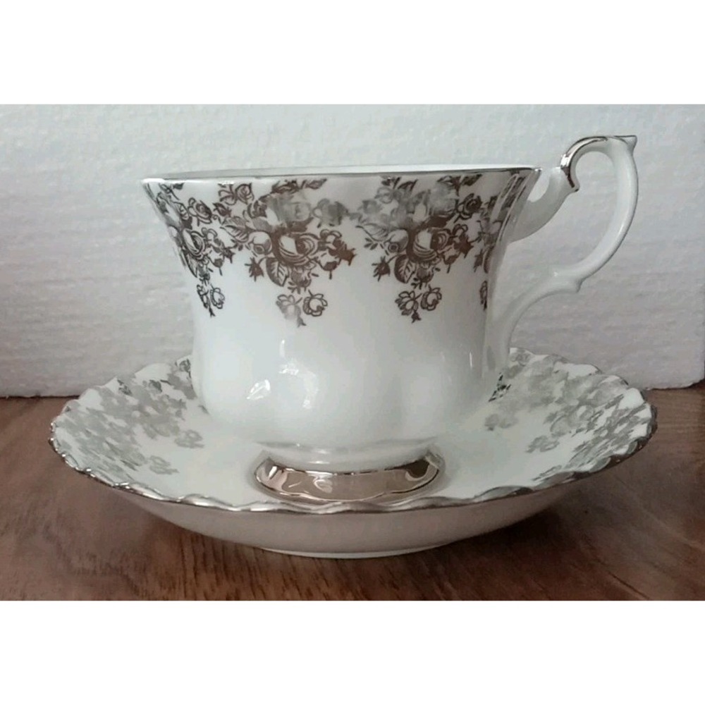 VTG England Royal Albert 25th Silver Anniversary Bone China Tea Cup and Saucer